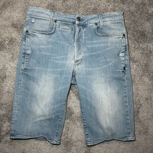 G Star Raw Jean Shorts Jorts Mens Size 33 D Staq 3D Straight Pockets Casual